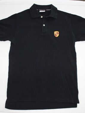 Porsche Driver's Selection Essential Men Small Black Cotton Logo Polo Shirt